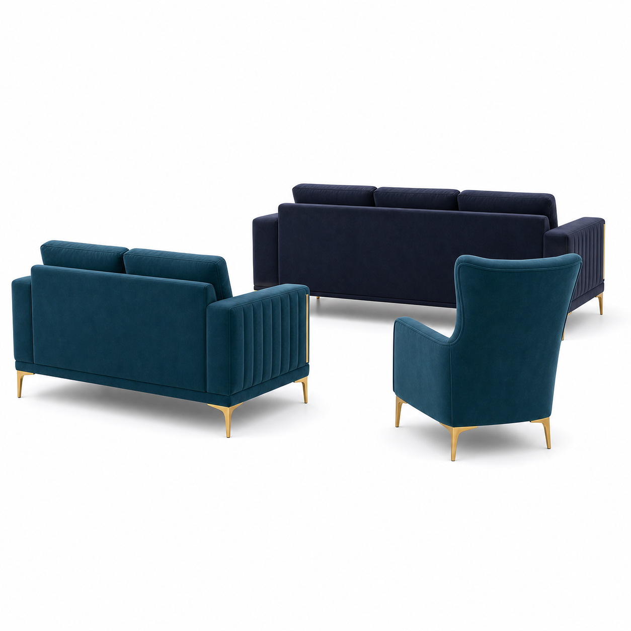 Yonder - 3+2+1 Sofa Set (Copy), complete 3+2+1 sofa set side studio view