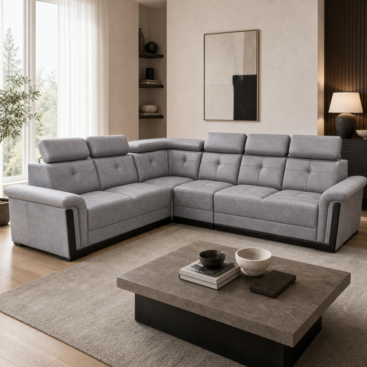 Zeal - L shape sectional sofa in the exact upholstery color shown in the source reference, sectional sofa in a modern living room