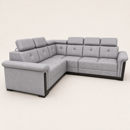 Zeal - L shape sectional sofa, sectional sofa end-profile studio view