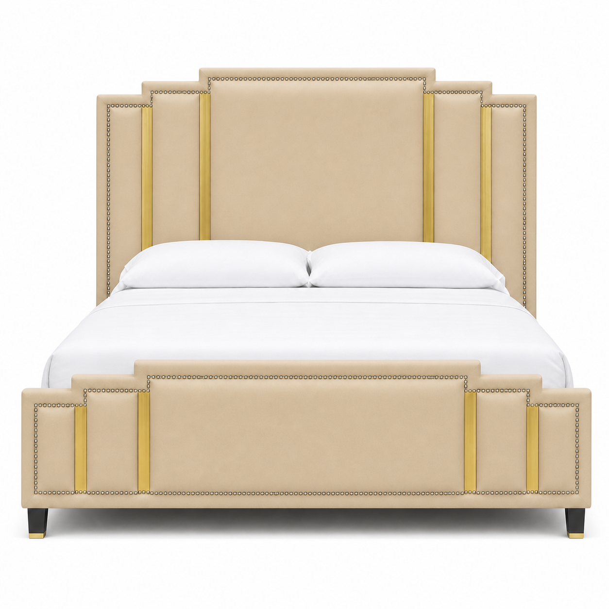 Zeke - Bed Beige plain white background view