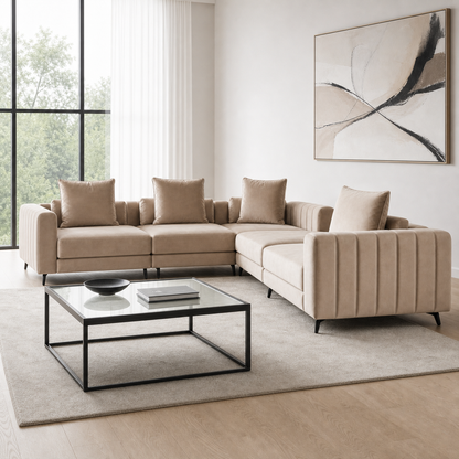 Zen - L shape sectional sofa, three-quarter view showing sectional depth and construction