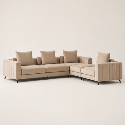 Zen - L shape sectional sofa, complete sectional sofa studio view