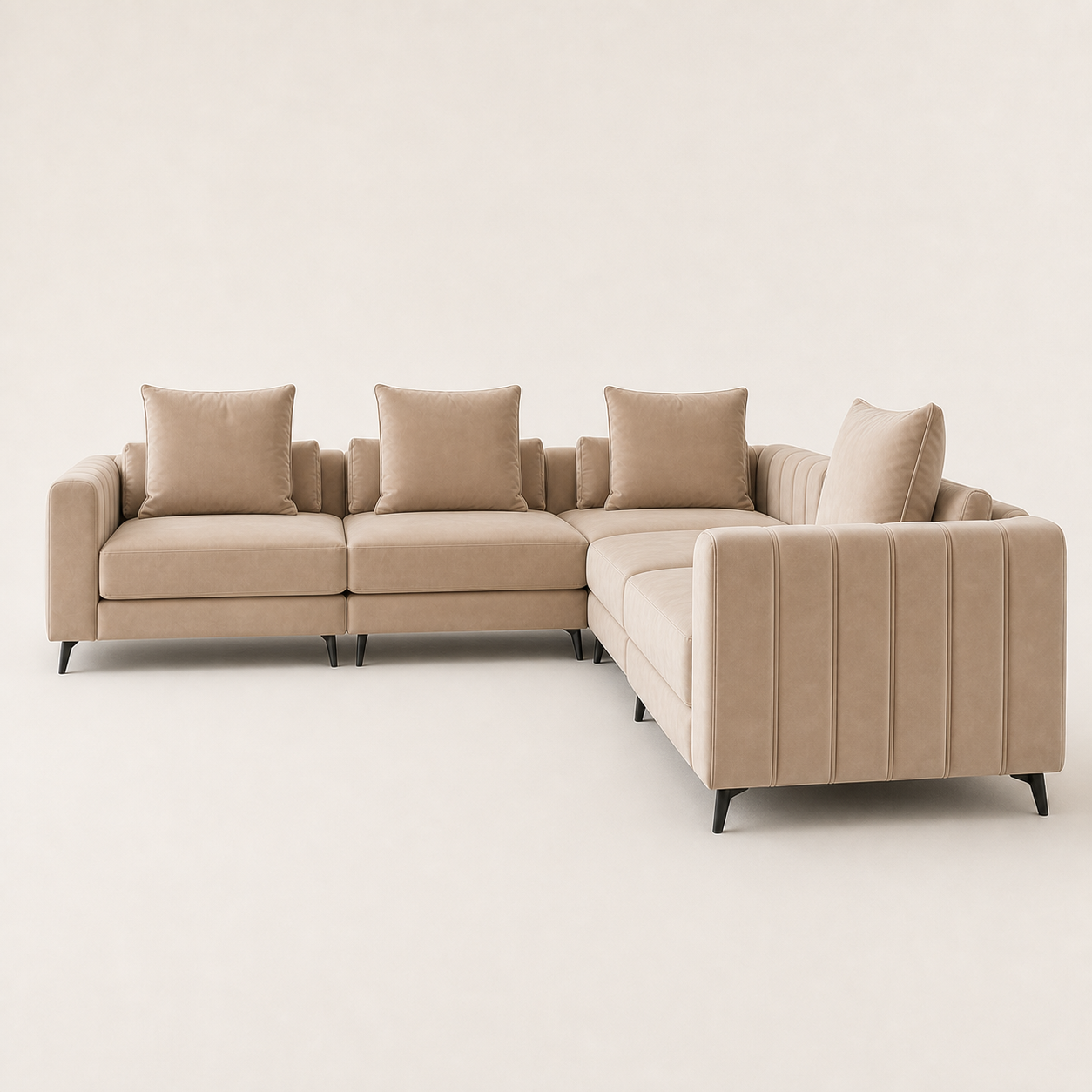Zen - L shape sectional sofa, sectional sofa end-profile studio view