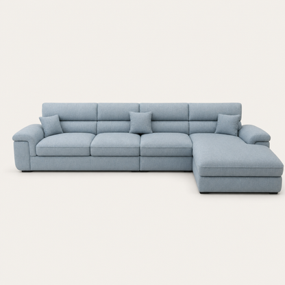 Zeno - L shape sectional sofa, front studio view on neutral background