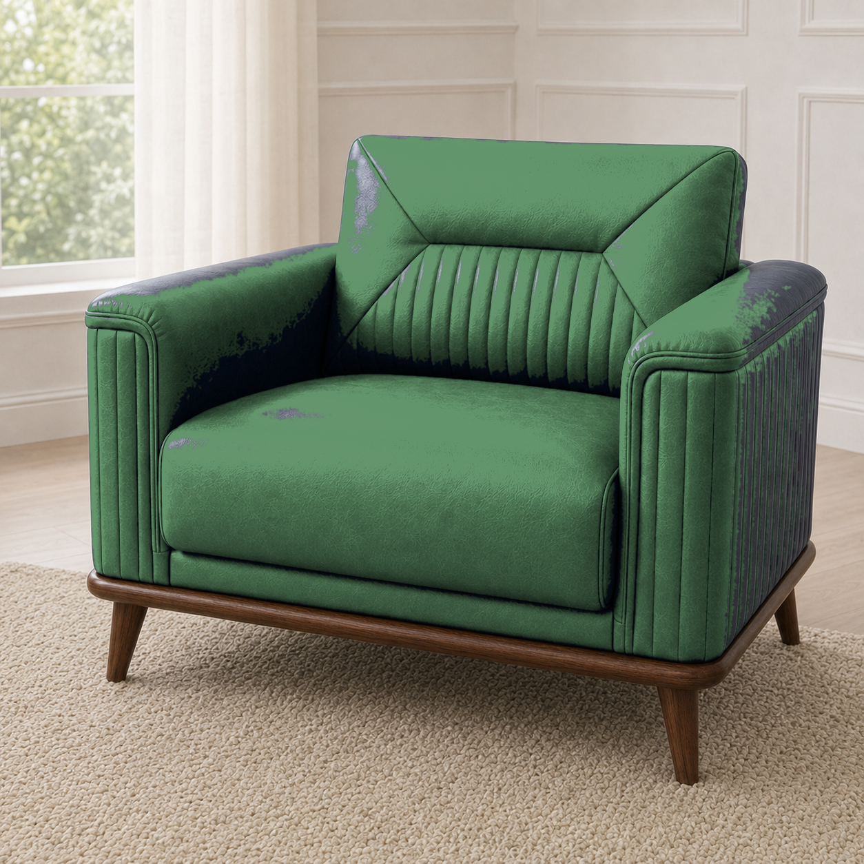Zest 3+2+1 Sofa Set, 1 seater, green, detail view