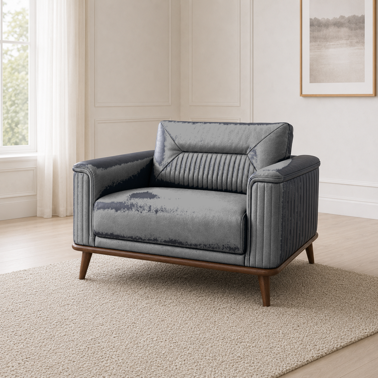 Zest 3+2+1 Sofa Set, 1 seater, grey, room view