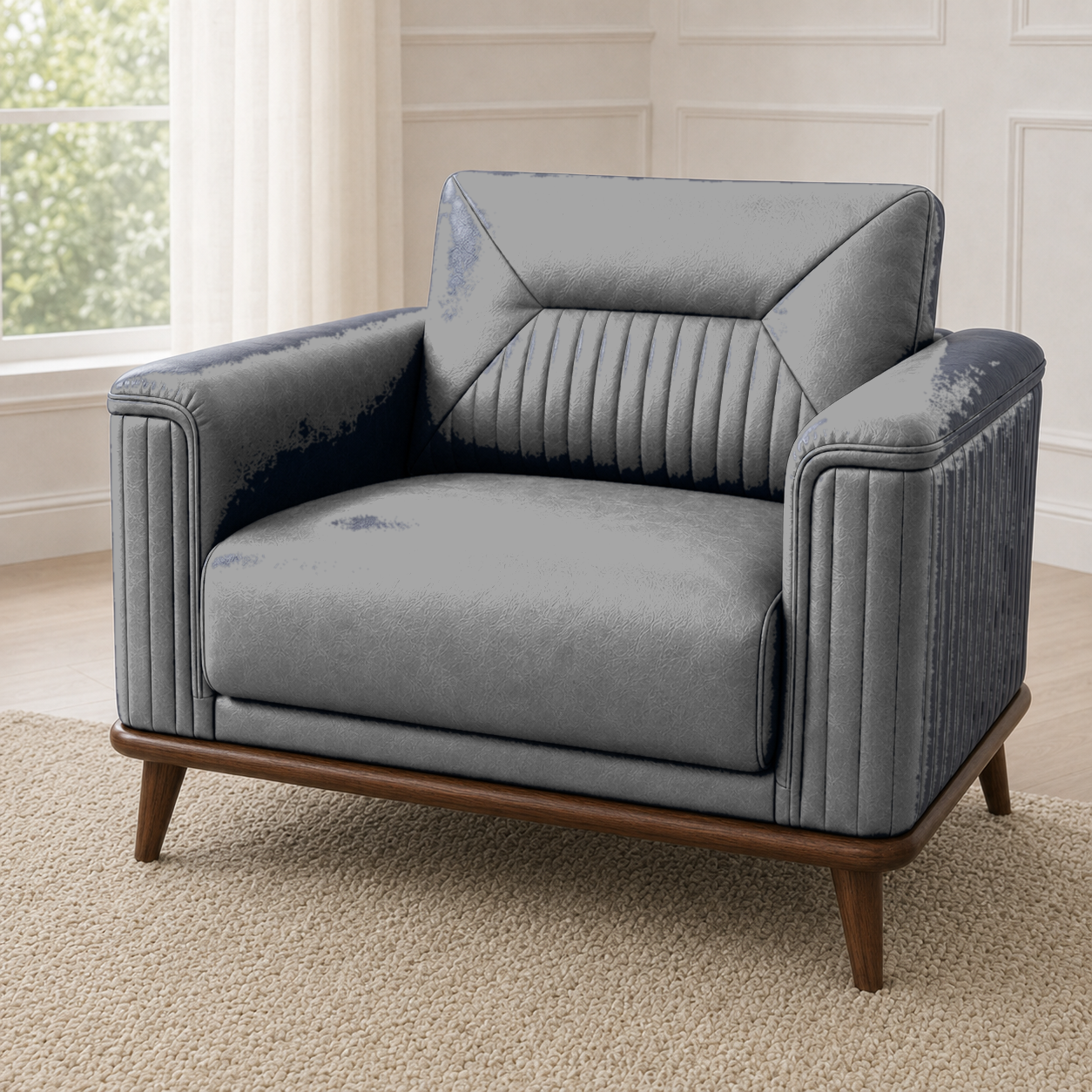 Zest 3+2+1 Sofa Set, 1 seater, grey, detail view