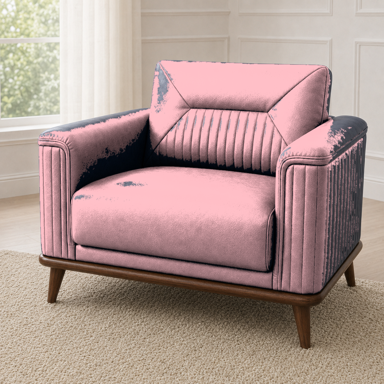 Zest 3+2+1 Sofa Set, 1 seater, pink, detail view