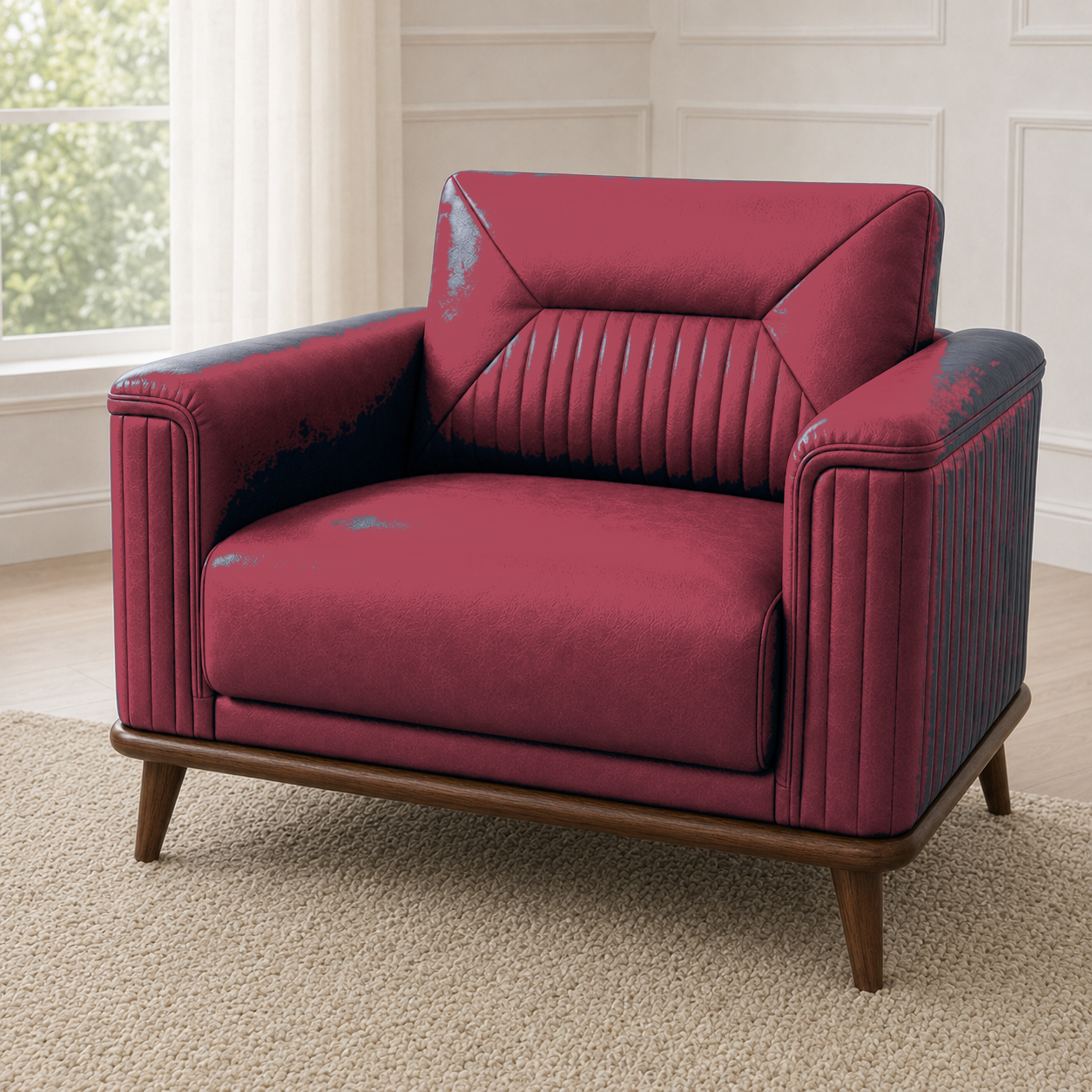 Zest 3+2+1 Sofa Set, 1 seater, red, detail view