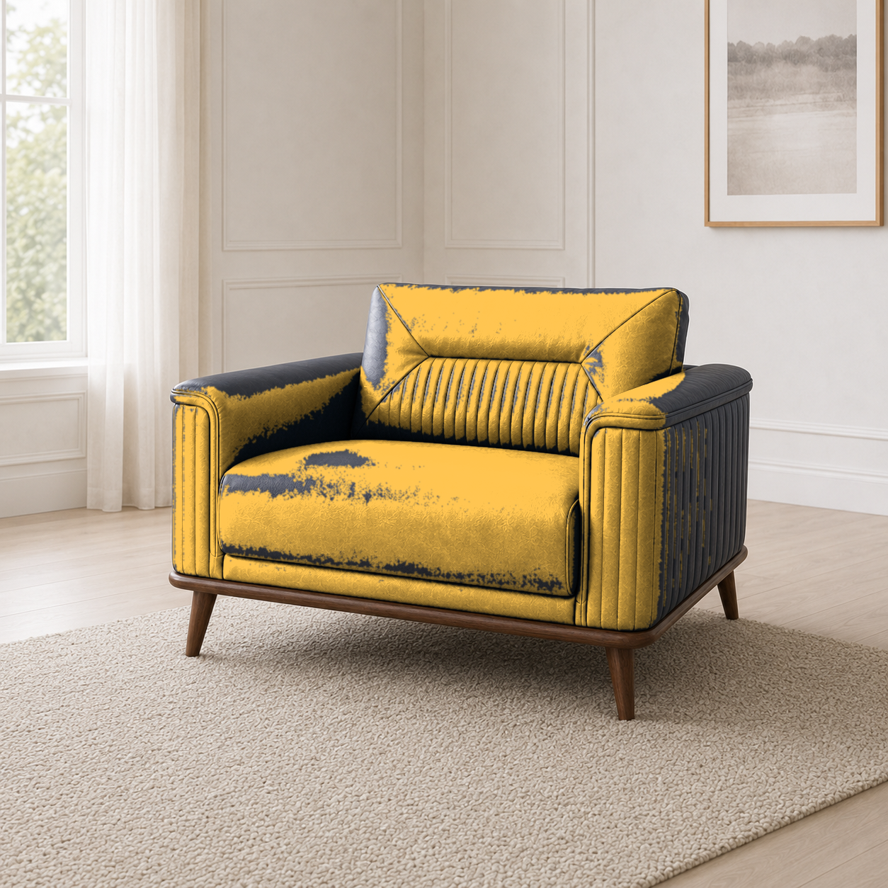 Zest 3+2+1 Sofa Set, 1 seater, yellow, room view