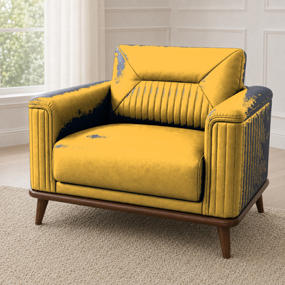 Zest 3+2+1 Sofa Set, 1 seater, yellow, detail view
