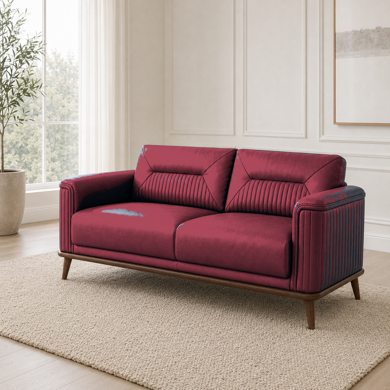 Zest 3+2+1 Sofa Set, 2 seater, red, room view