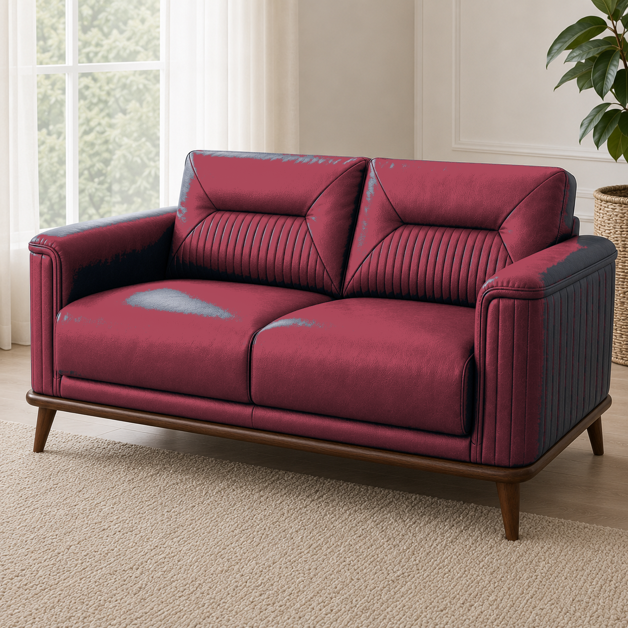 Zest 3+2+1 Sofa Set, 2 seater, red, detail view