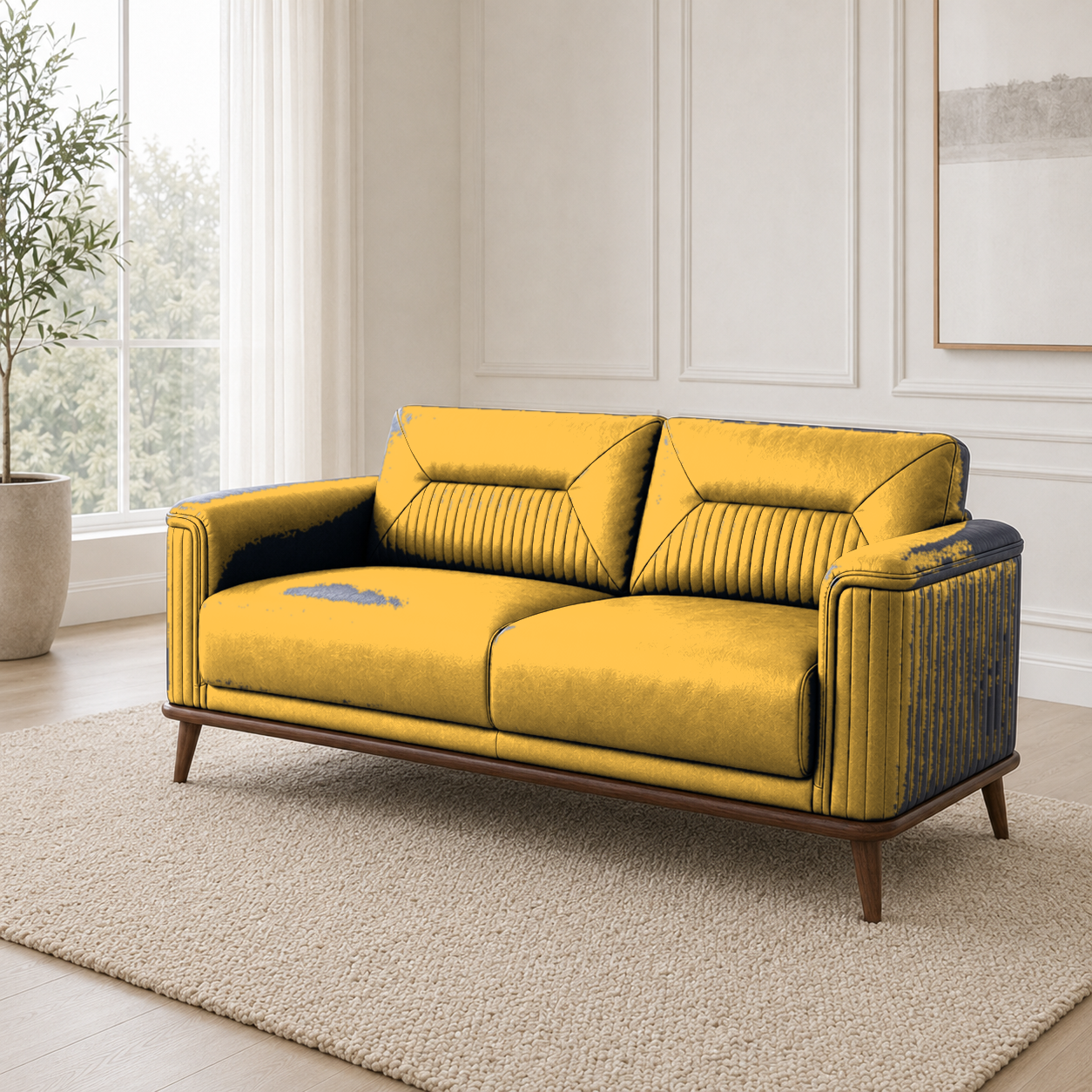 Zest 3+2+1 Sofa Set, 2 seater, yellow, room view