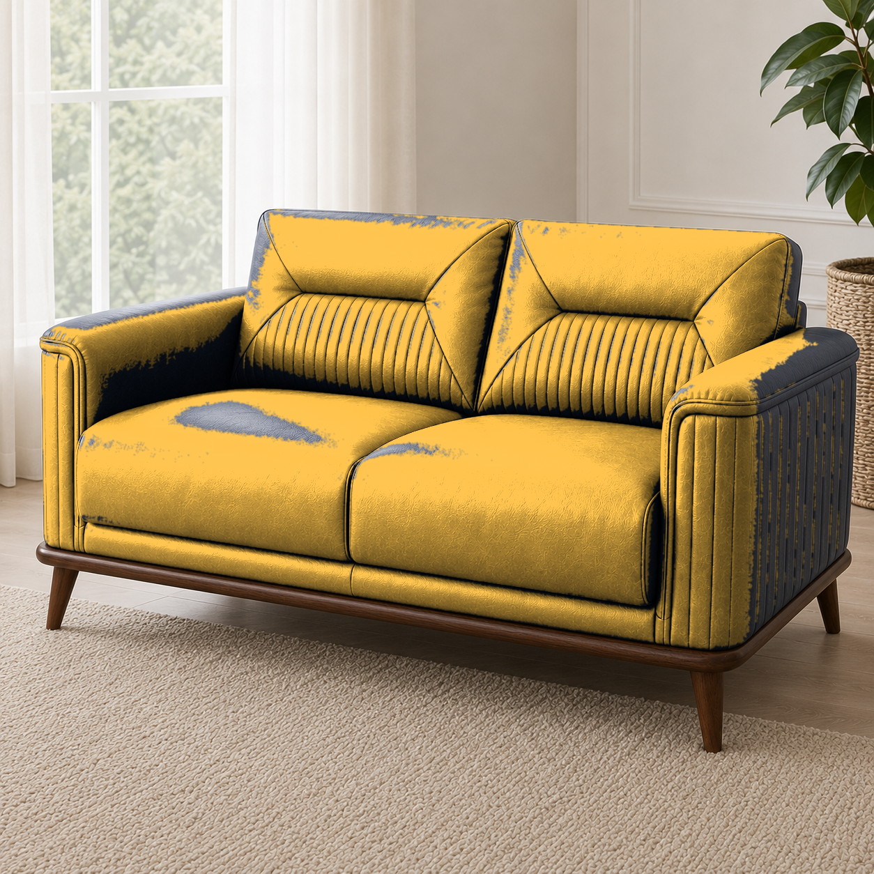 Zest 3+2+1 Sofa Set, 2 seater, yellow, detail view