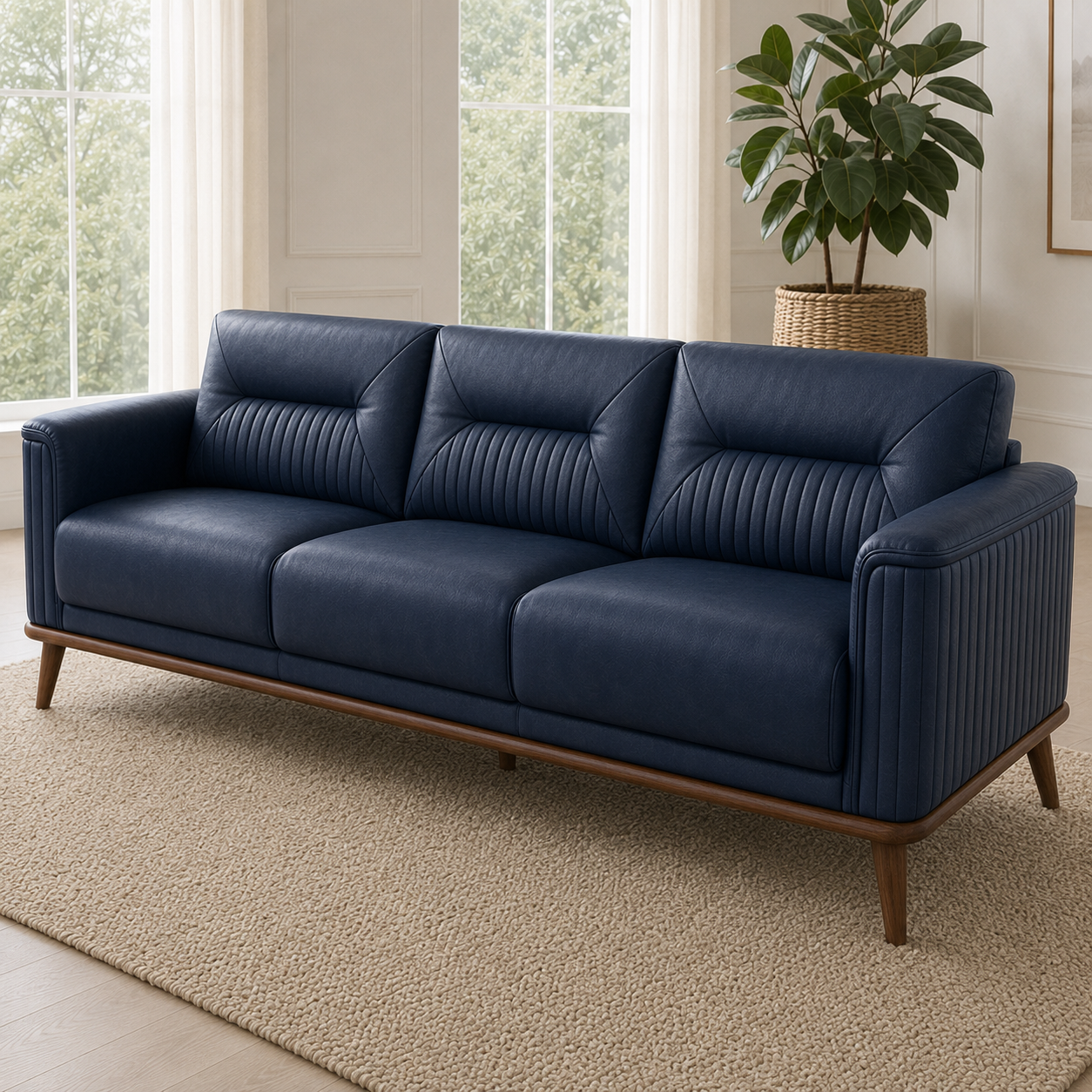 Zest 3+2+1 Sofa Set, 3 seater, blue, detail view