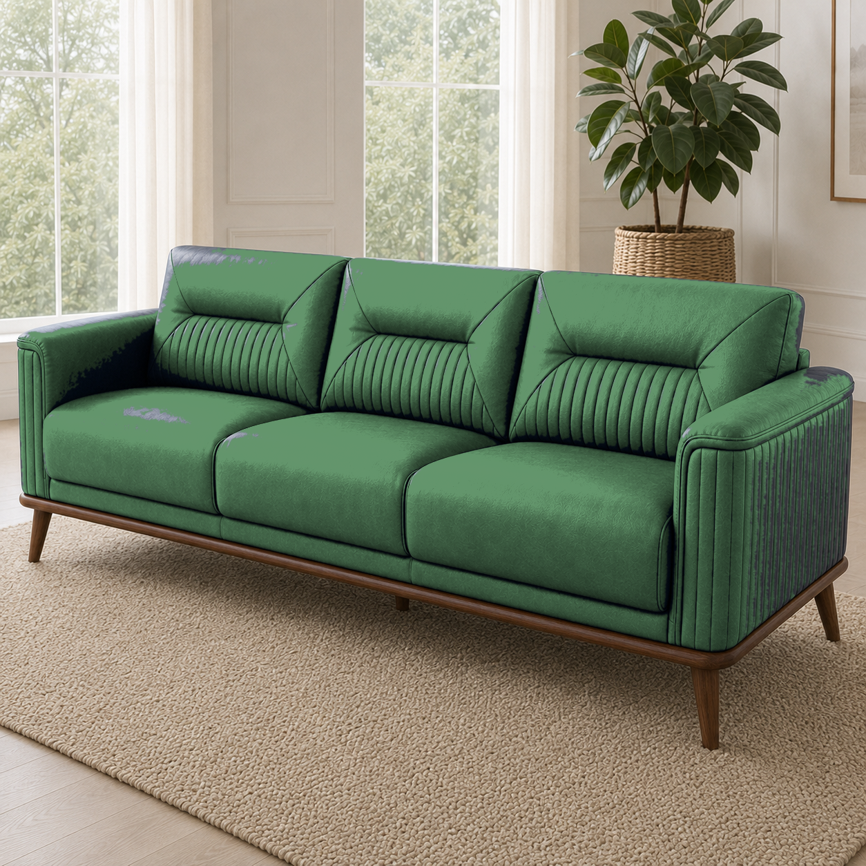 Zest 3+2+1 Sofa Set, 3 seater, green, detail view