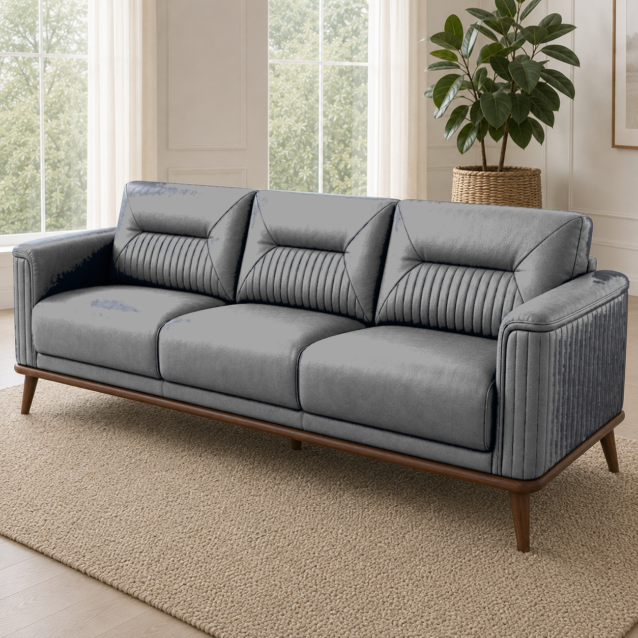 Zest 3+2+1 Sofa Set, 3 seater, grey, detail view
