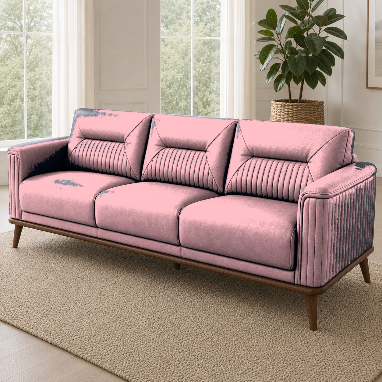 Zest 3+2+1 Sofa Set, 3 seater, pink, detail view