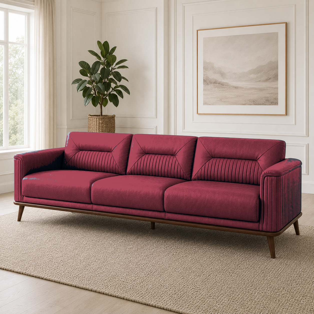 Zest 3+2+1 Sofa Set, 3 seater, red, room view