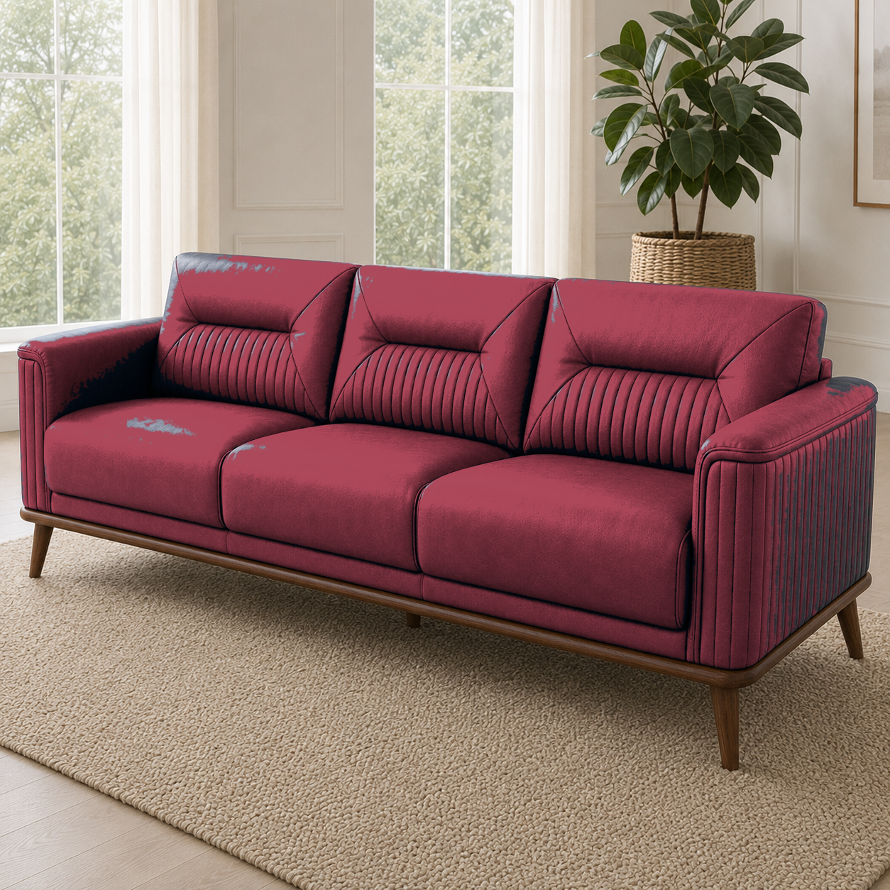 Zest 3+2+1 Sofa Set, 3 seater, red, detail view