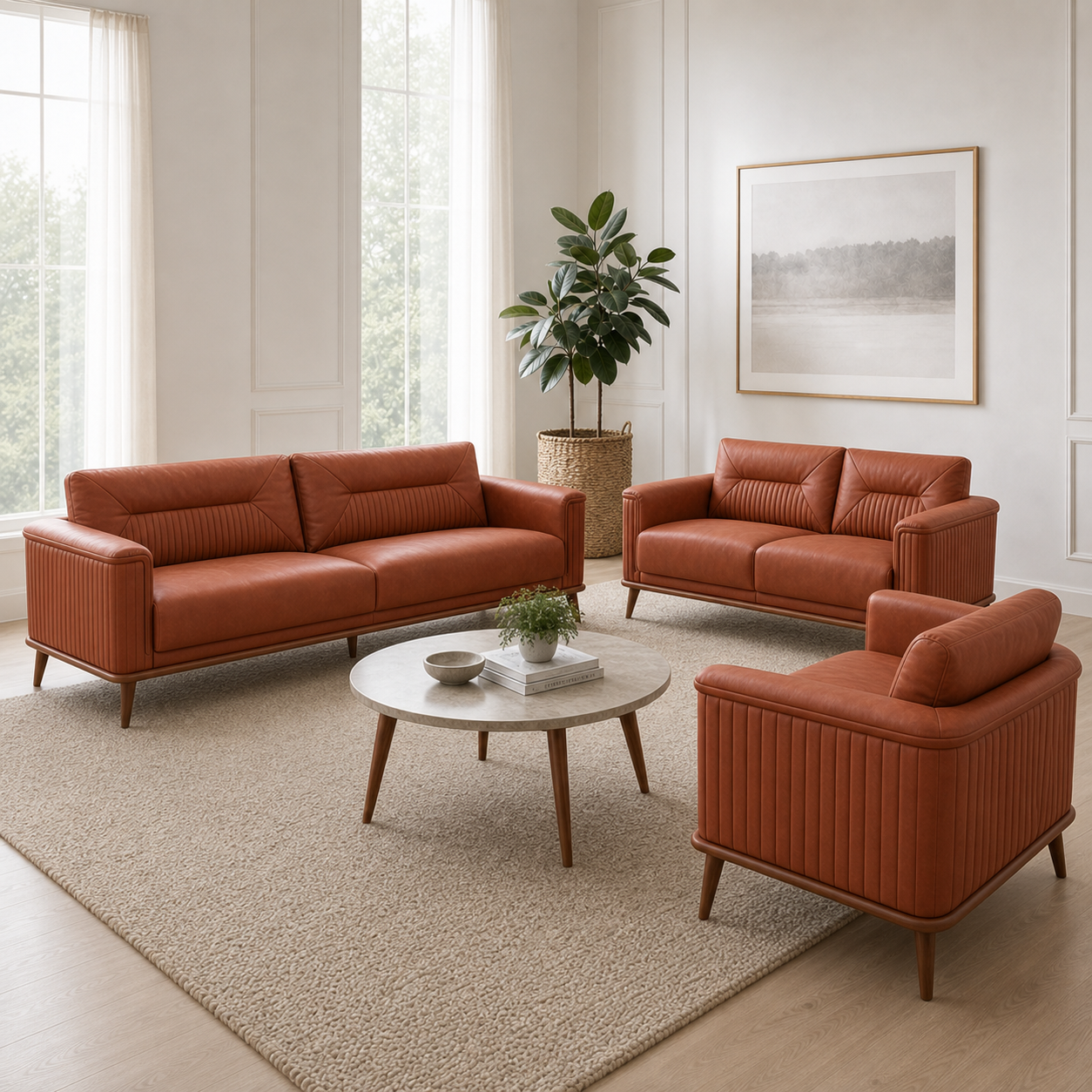 Zest - 3+2+1 Sofa Set, alternate room angle of the complete 3+2+1 sofa set