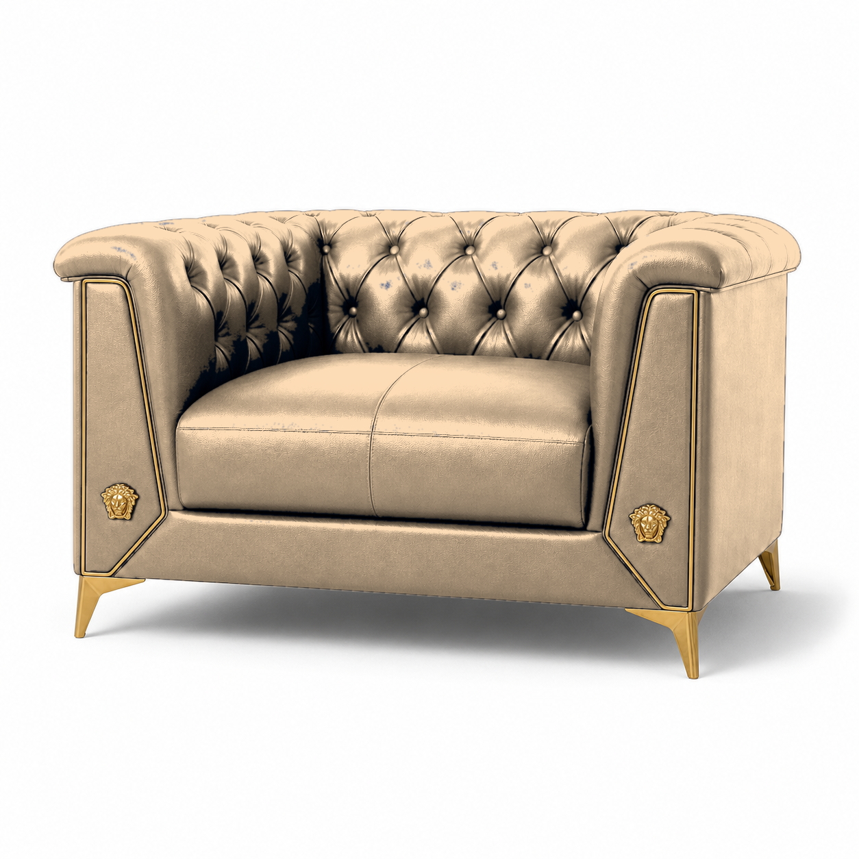 Zinnia 3+2+1 Sofa Set, 1 seater, beige, studio view