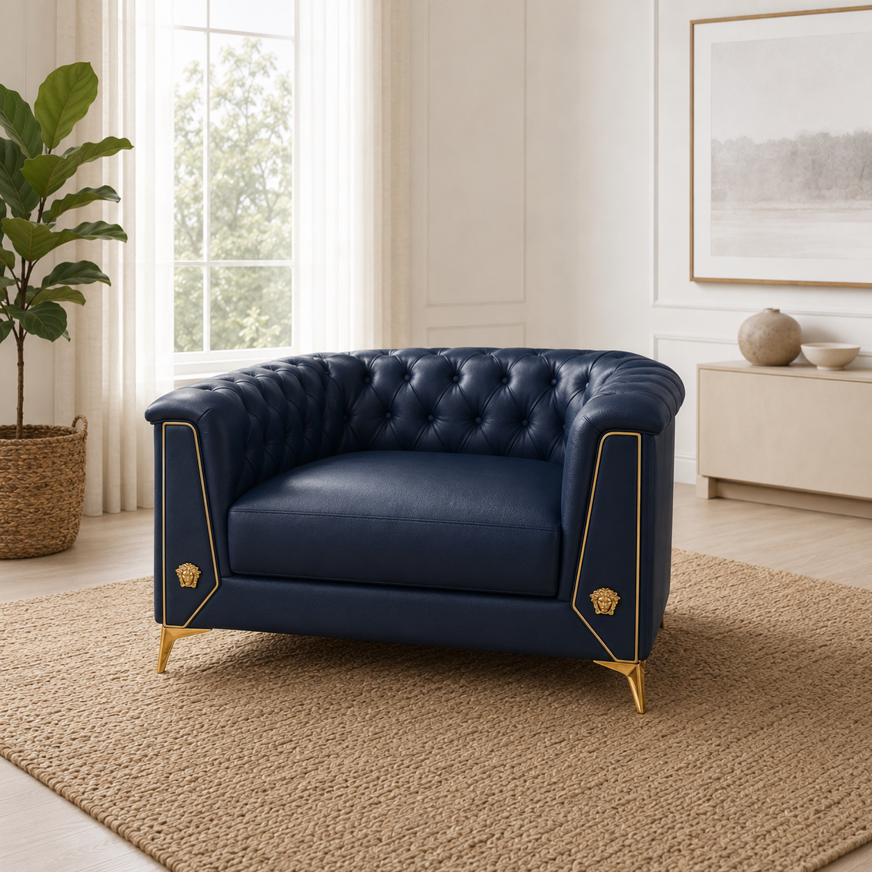 Zinnia 3+2+1 Sofa Set, 1 seater, blue, room view
