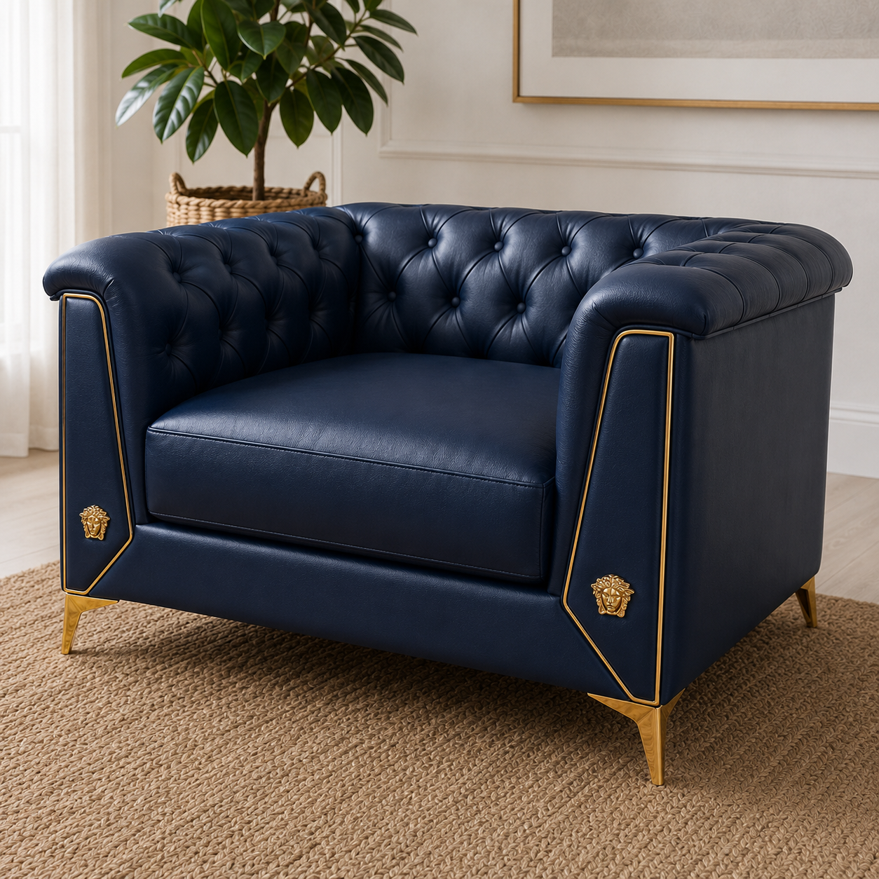 Zinnia 3+2+1 Sofa Set, 1 seater, blue, detail view