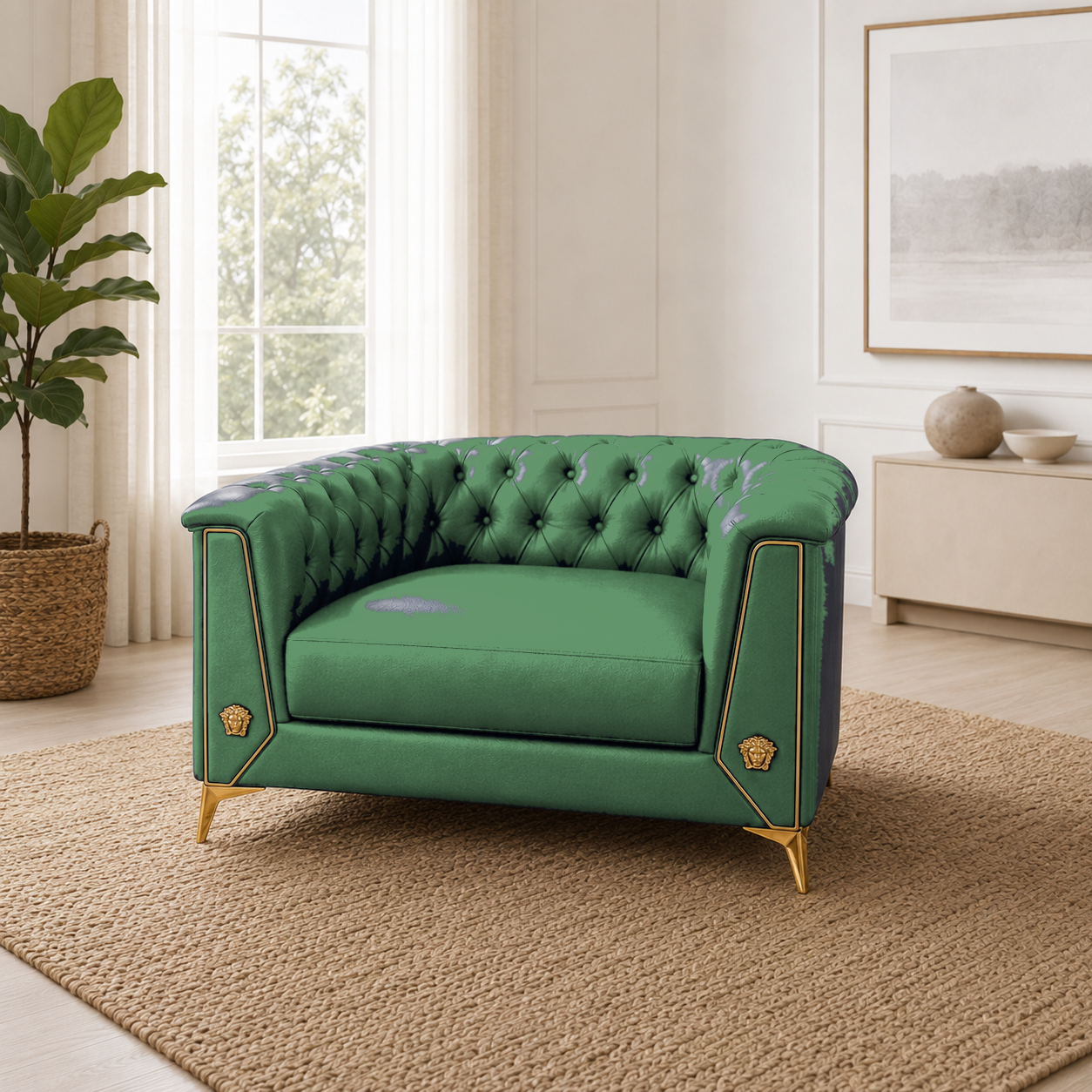 Zinnia 3+2+1 Sofa Set, 1 seater, green, room view
