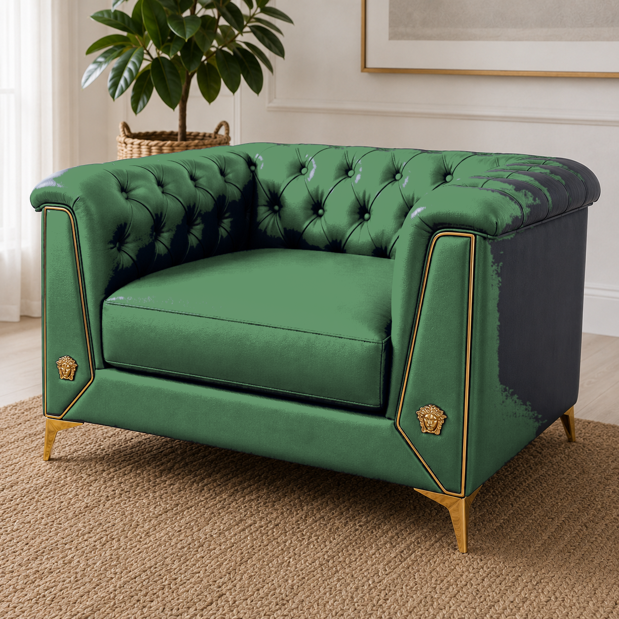 Zinnia 3+2+1 Sofa Set, 1 seater, green, detail view