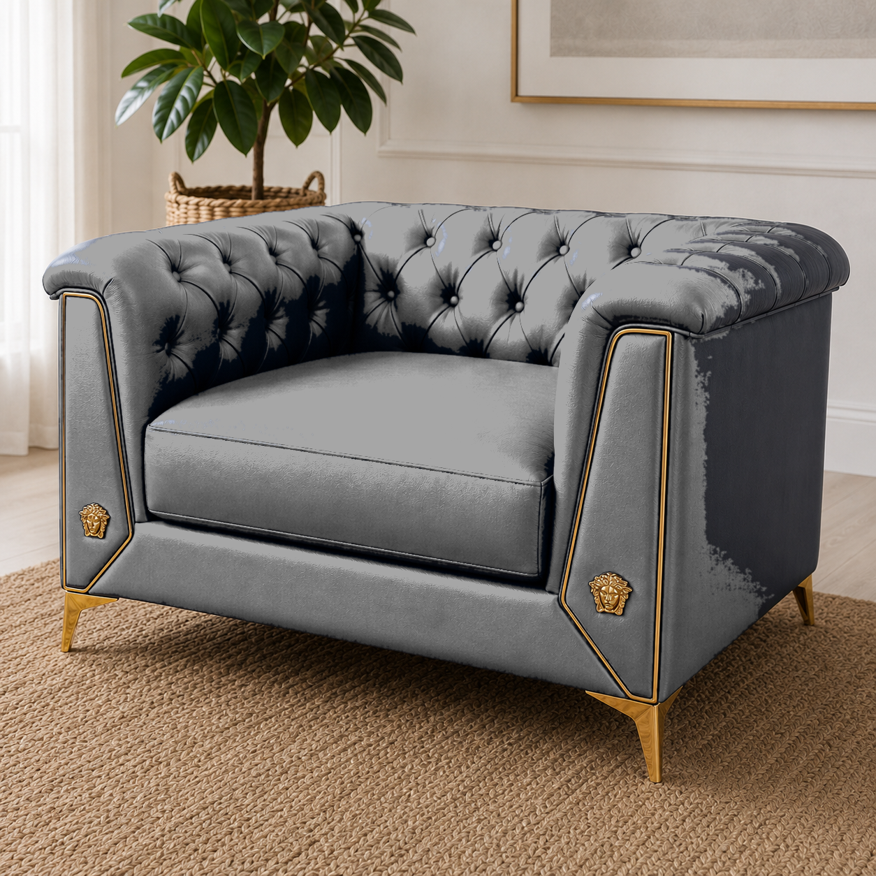 Zinnia 3+2+1 Sofa Set, 1 seater, grey, detail view