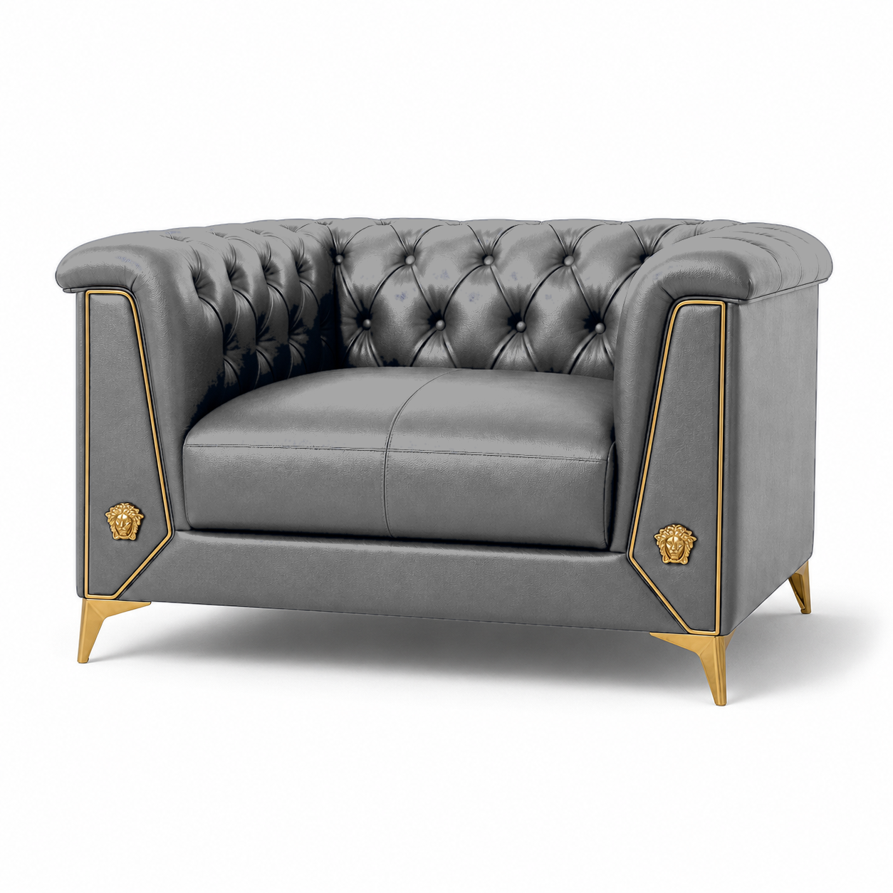 Zinnia 3+2+1 Sofa Set, 1 seater, grey, studio view