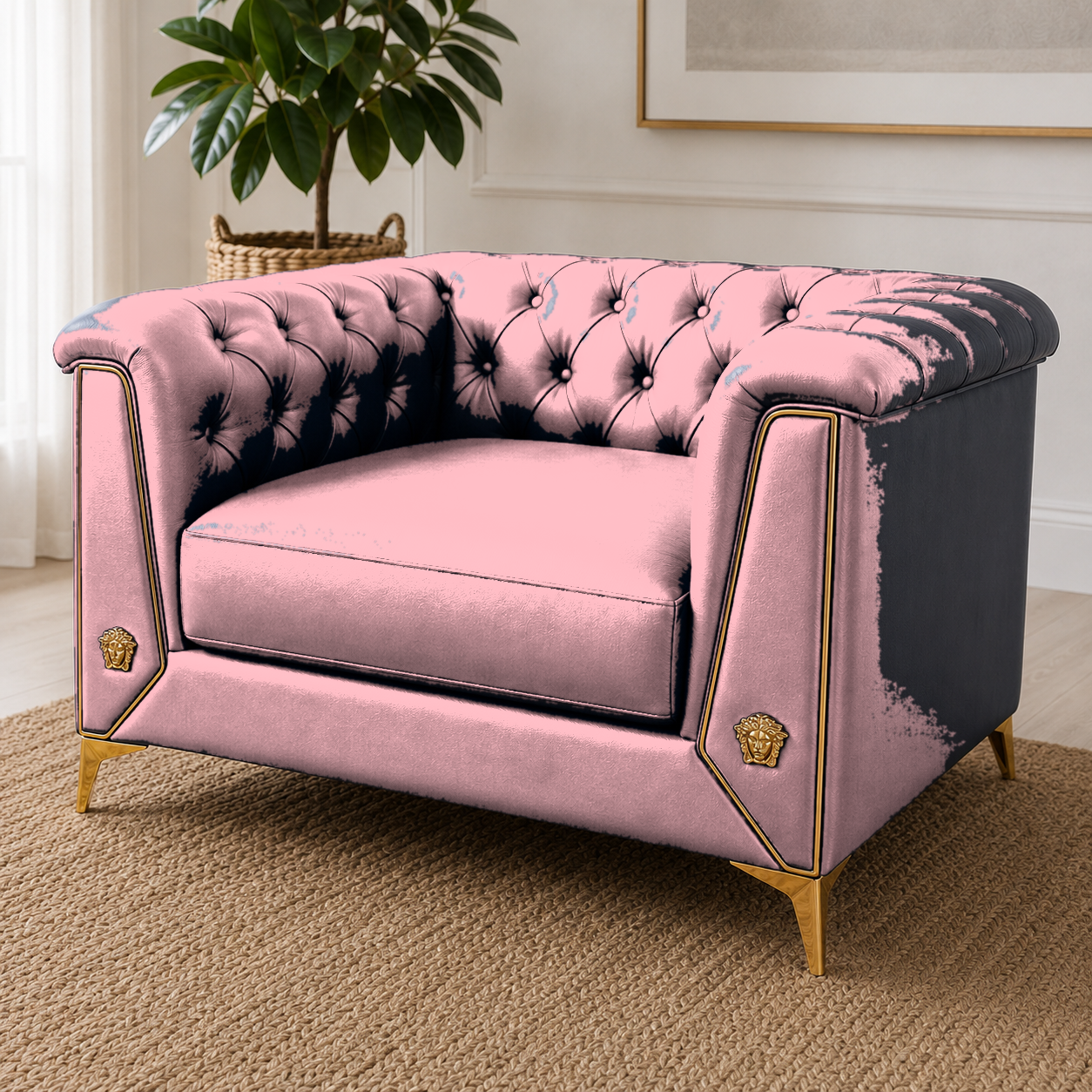 Zinnia 3+2+1 Sofa Set, 1 seater, pink, detail view