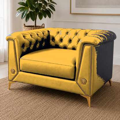Zinnia 3+2+1 Sofa Set, 1 seater, yellow, detail view