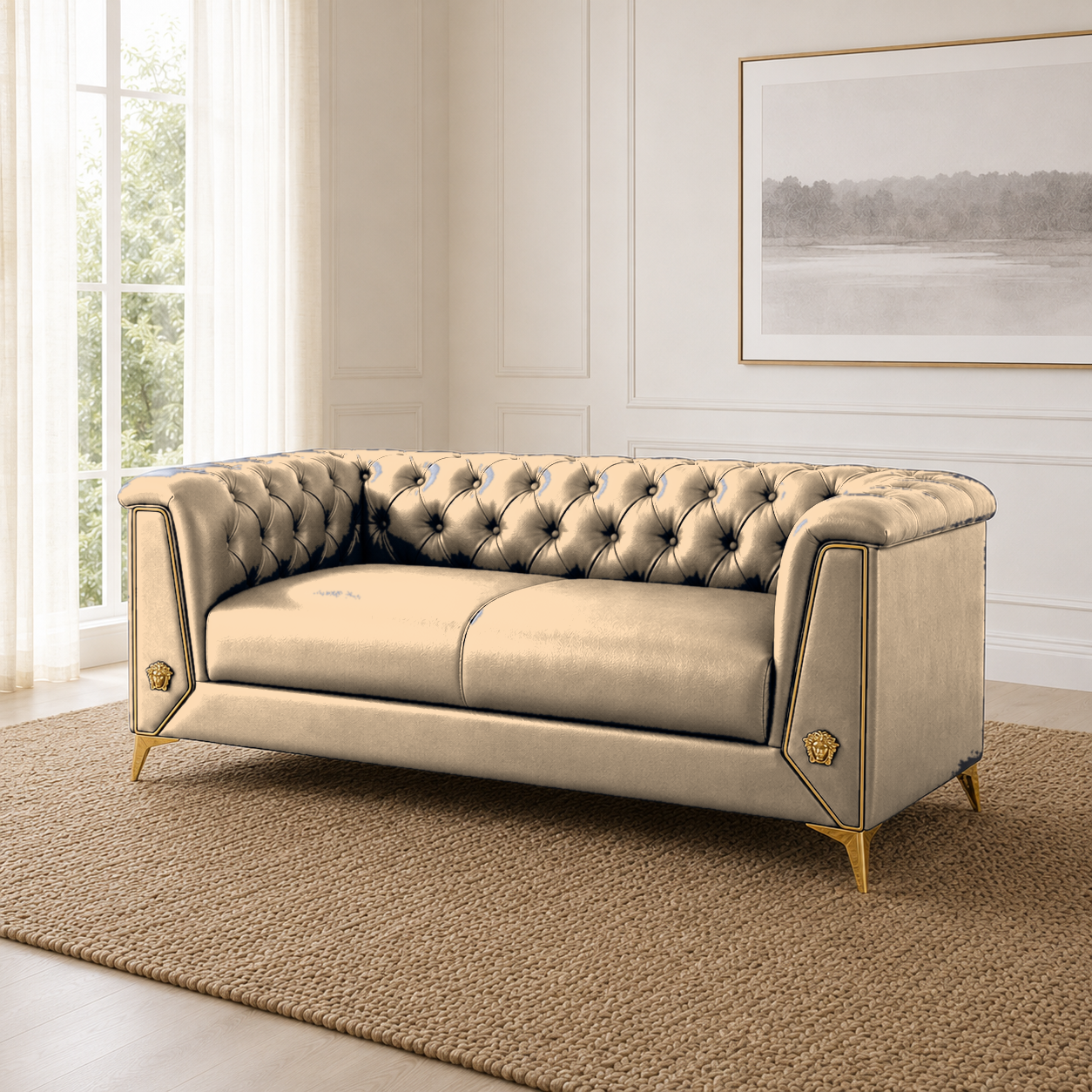 Zinnia 3+2+1 Sofa Set, 2 seater, beige, room view