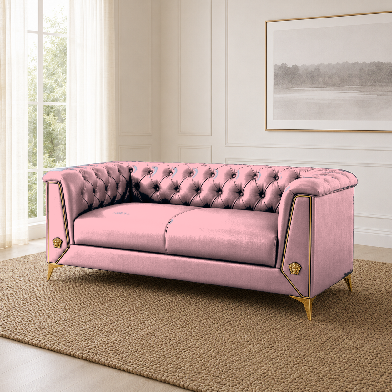 Zinnia 3+2+1 Sofa Set, 2 seater, pink, room view