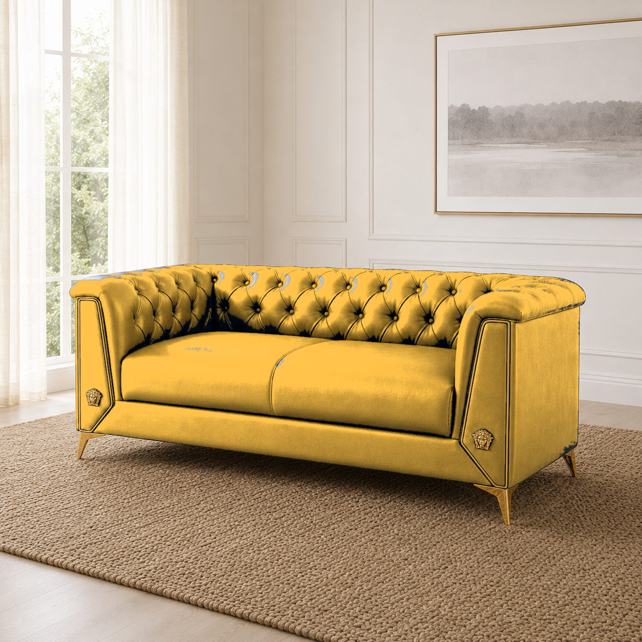 Zinnia 3+2+1 Sofa Set, 2 seater, yellow, room view