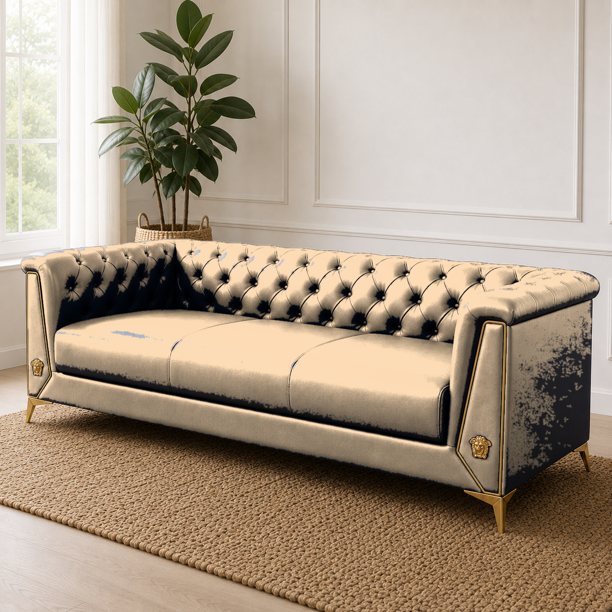 Zinnia 3+2+1 Sofa Set, 3 seater, beige, detail view