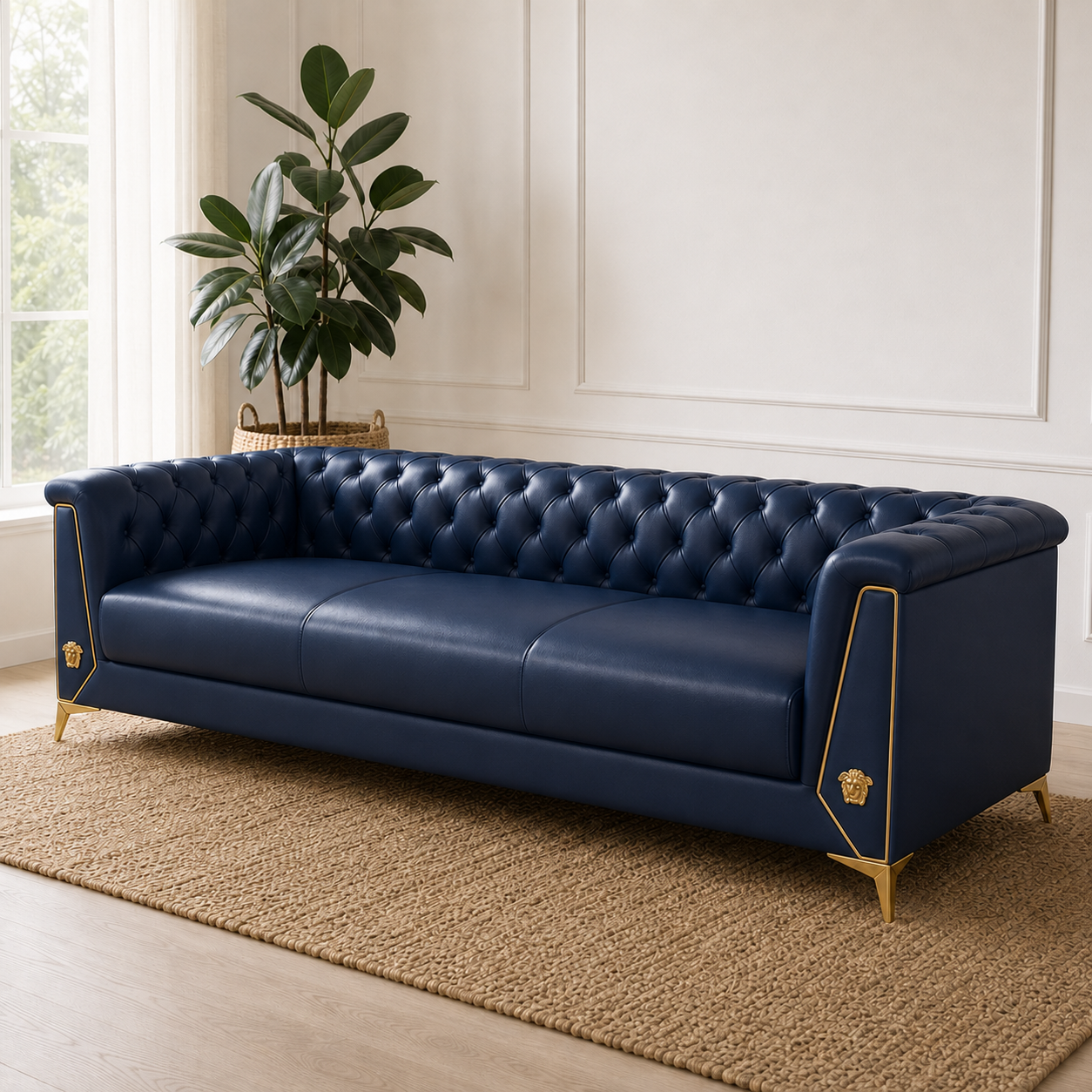 Zinnia 3+2+1 Sofa Set, 3 seater, blue, room view