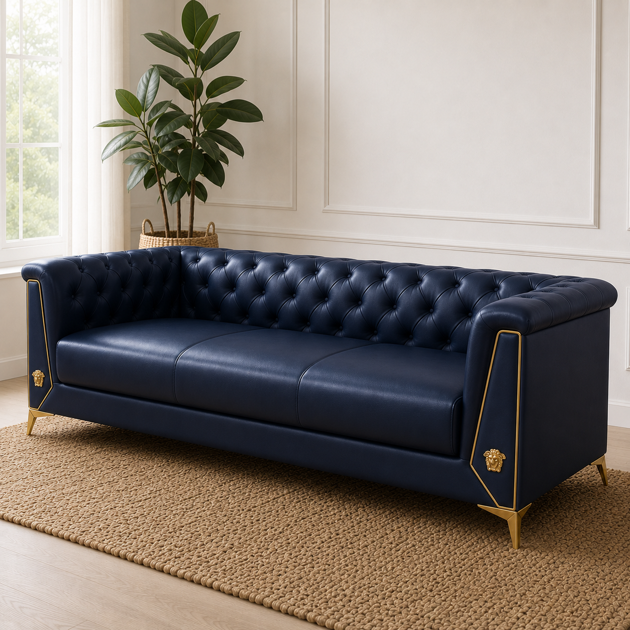 Zinnia 3+2+1 Sofa Set, 3 seater, blue, detail view
