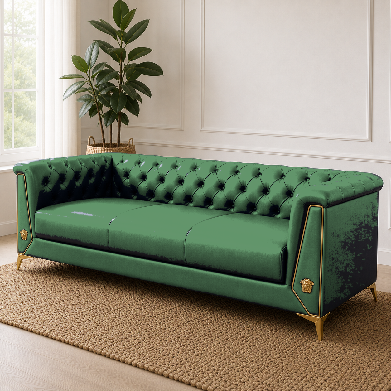 Zinnia 3+2+1 Sofa Set, 3 seater, green, detail view