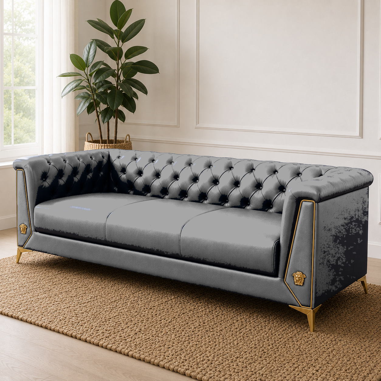 Zinnia 3+2+1 Sofa Set, 3 seater, grey, detail view