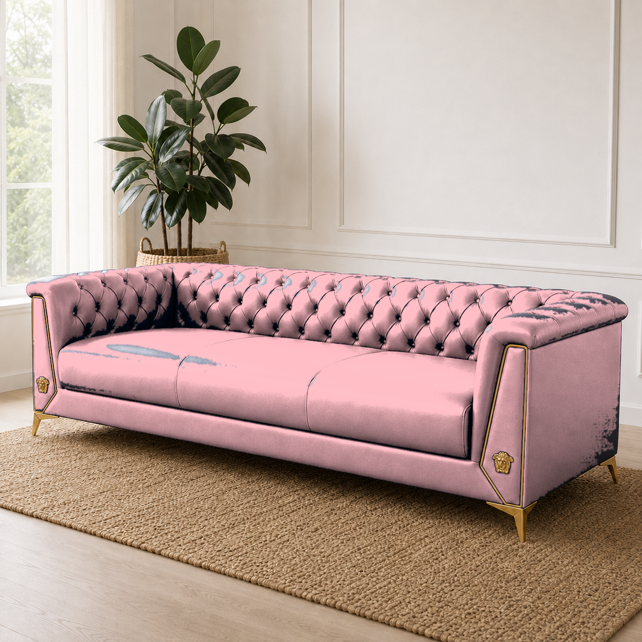 Zinnia 3+2+1 Sofa Set, 3 seater, pink, room view
