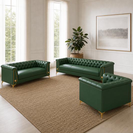 Zinnia - 3+2+1 Sofa Set, alternate room angle of the complete 3+2+1 sofa set