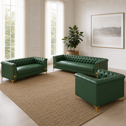 Zinnia - 3+2+1 Sofa Set, alternate room angle of the complete 3+2+1 sofa set