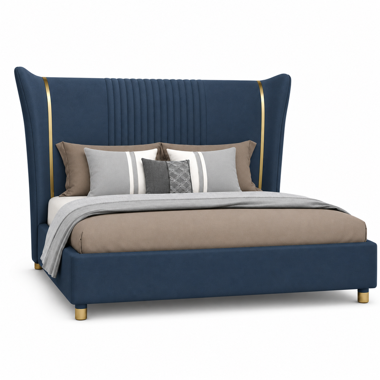 Zivy Bed Blue plain white background view