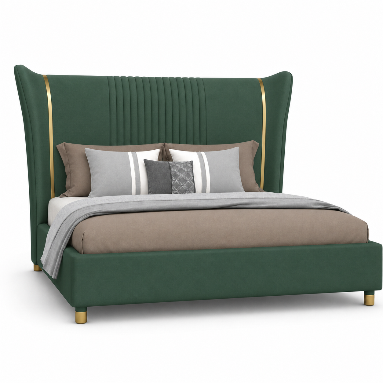Zivy Bed Green plain white background view