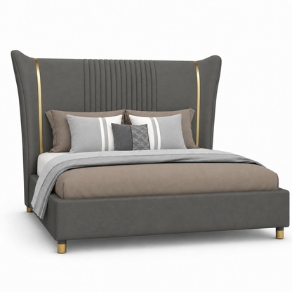 Zivy Bed Grey plain white background view