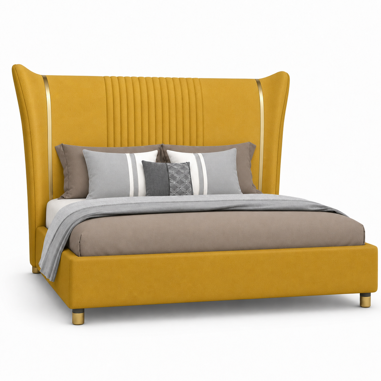 Zivy Bed Yellow plain white background view
